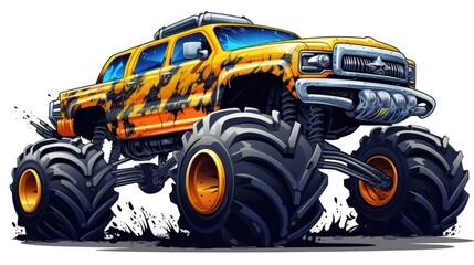 Cartoon monster truck, AI generated Image