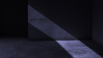 Empty warehouse room with Grungy stucco concrete wall floor room as background, corner of old grunge interior, Abstract architecture background