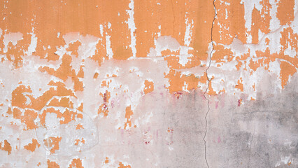 Old cement wall peel exterior texture background with Paint peeling low quality, Cracked Wall