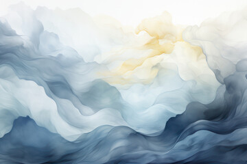 Obraz premium Watercolor abstract gray background, waves. AI generative.