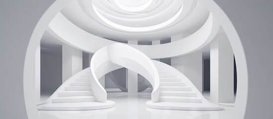 Staircase in a white house. Interior and architecture concept. Generative AI