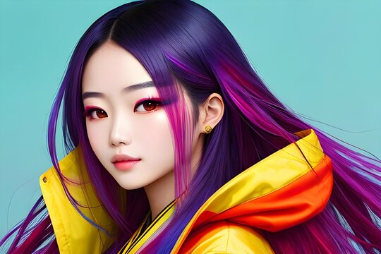 Beautiful Asian Girl model. Asian makeup woman. AI generative image