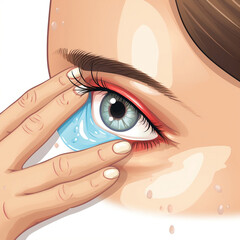 close up of a female eye tearing
