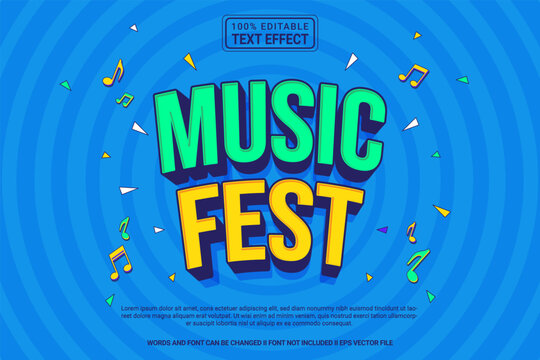 Editable text effect Music fest up 3d cartoon template stlye modren premium vector	
