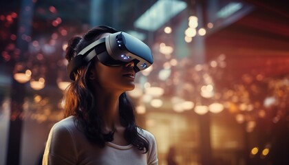 Fototapeta premium Adult man or woman using VR Technology