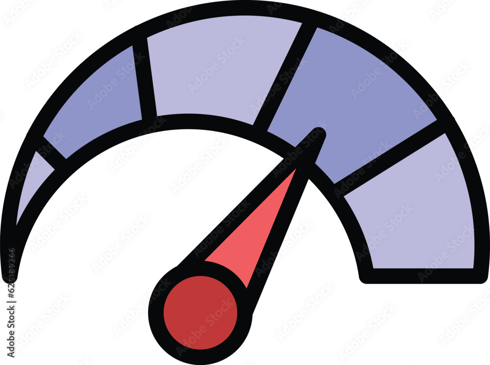 Poster speedometer icon outline vector. speed km. car indicator color flat