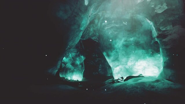 Entrance of an ice cave inside glacier in southern Iceland
