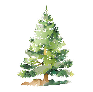 watercolor hand drawn christmas tree. AI Generative