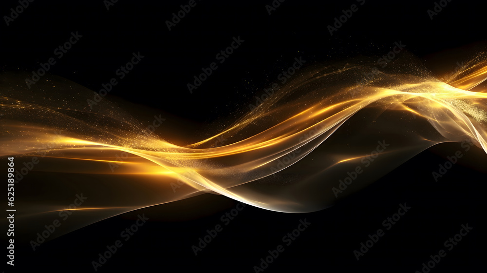 Wall mural dark abstract background with glowing wave. shiny moving lines design element. modern purple blue gr