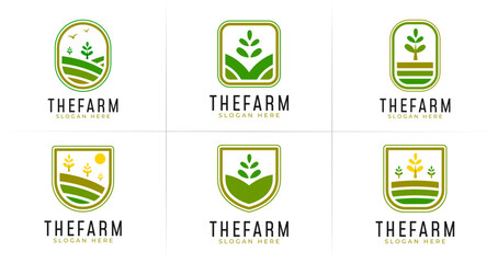 Farm emblem logo collection. Agriculture symbol with green and fresh concept