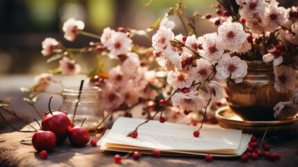 Handwritten calligraphy set and art prints, lifestyle, background, blurred Generative AI