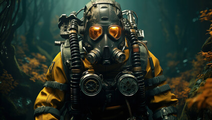 Fototapeta na wymiar a diving man wearing a scuba mask