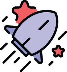 Startup rocket icon outline vector. Project launch. New fire rocketship color flat