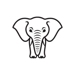 Elephant head logo vector icon illustration line outline monoline