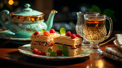 Naklejka premium Timeless English Afternoon Tea Experience. Generative AI.