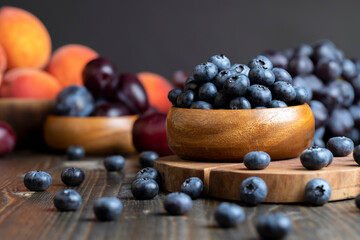 Ripe blueberries on the table