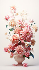 3d majestic flowers on white background AI Generative