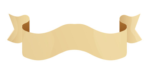 Parchment paper scroll ribbon, old vintage banner game ui element in cartoon style isolated on white background.