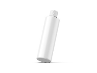Cosmetic plastic bottle with screw cap mockup template for branding and promotion, 3d render illustration