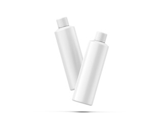 Cosmetic plastic bottle with screw cap mockup template for branding and promotion, 3d render illustration