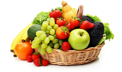 Naklejka na ściany i meble fruits and vegetables in basket