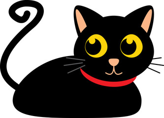 Black cat cartoon character . Halloween concept .