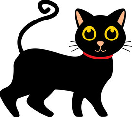 Black cat cartoon character . Halloween concept .