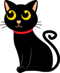 Black cat cartoon character . Halloween concept .