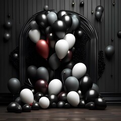 3d birthday balloon backdrops in black