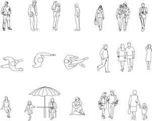 Sketch vector illustration of a collection of character designs of people doing work activities