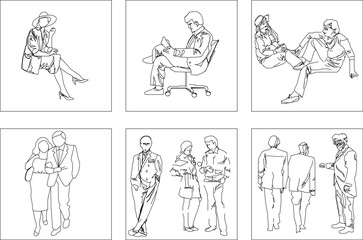 Fototapeta na wymiar Sketch vector illustration design of people in box frames