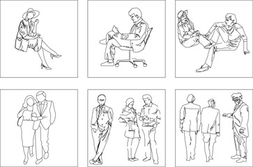 Sketch vector illustration design of people in box frames