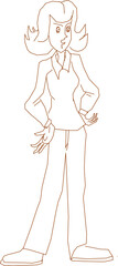 Vector sketch of a teenage girl character standing with her hands on her hips