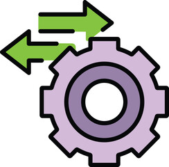 Gear strategy icon outline vector. Vuca data. World variety color flat