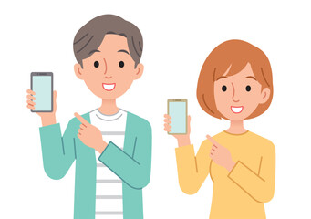 スマホを持つ男女
Men and women with smartphones