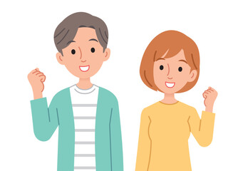 ガッツポーズをする男女
Men and women who do guts pose