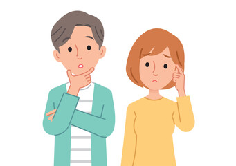 考え事をする男女
man and woman thinking