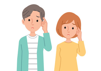 困り顔な男女
troubled man and woman