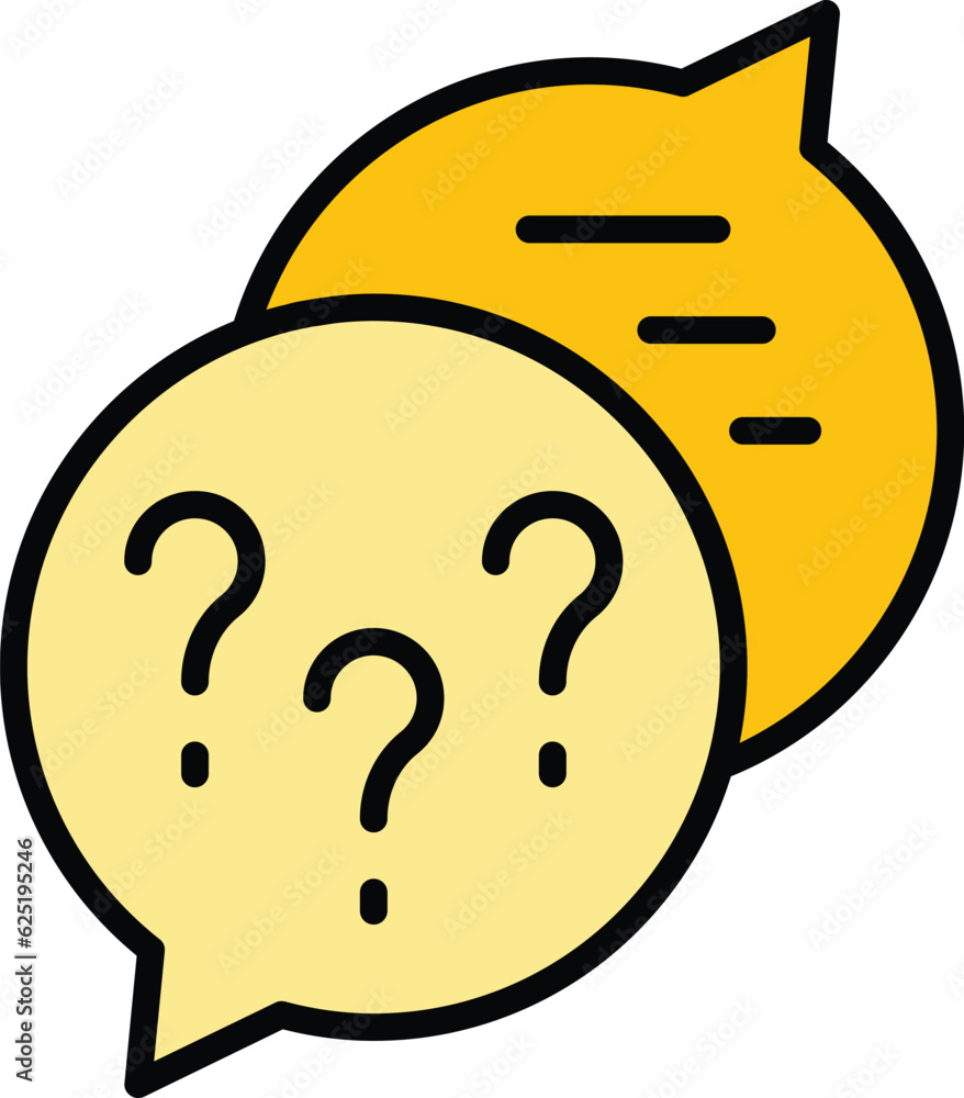 Poster question chat icon outline vector. mark think. bubble speech color flat