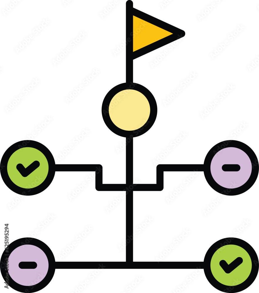 Poster target business scheme icon outline vector. idea plan. research process color flat