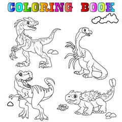 Illustration of Coloring book with cartoon dinosaurs