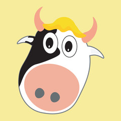 cute cow head illustration design