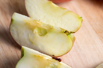 Sliced ripe apple of red color