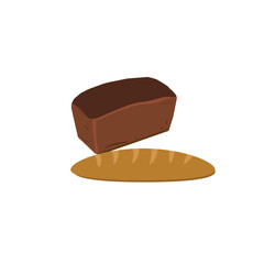 bread with a loaf on a white background ,illustration