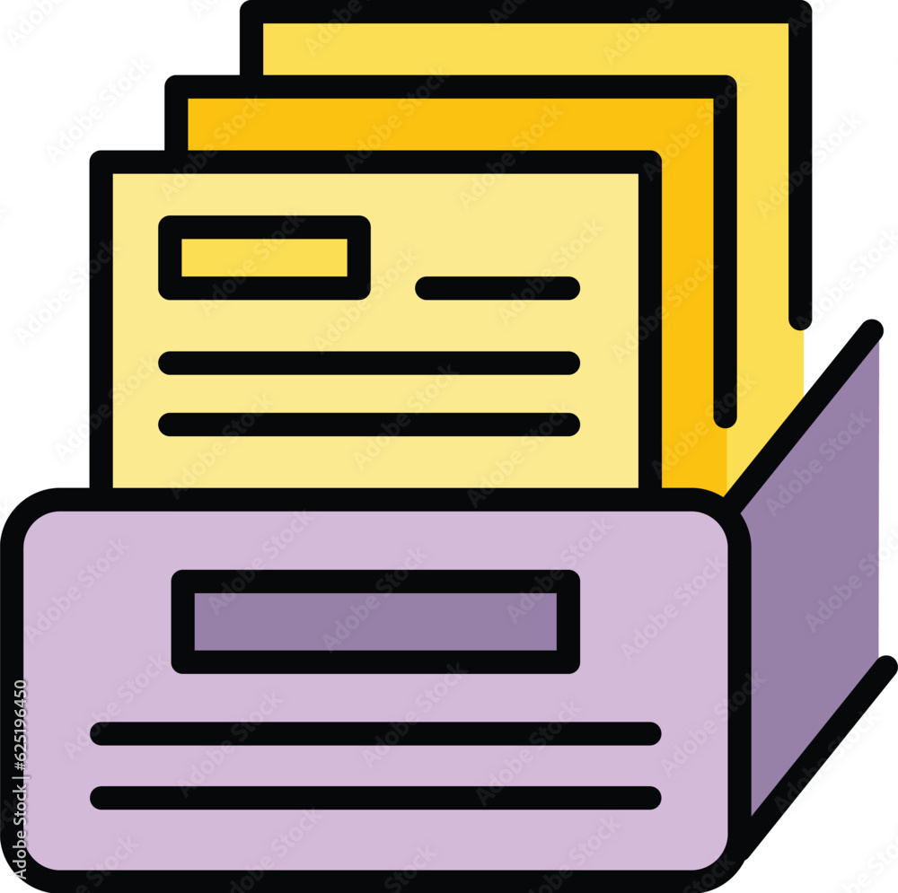Aufkleber drawer folder icon outline vector. document file. archive cabinet color flat