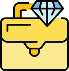 Diamond briefcase icon outline vector. Bank finance. Business money color flat
