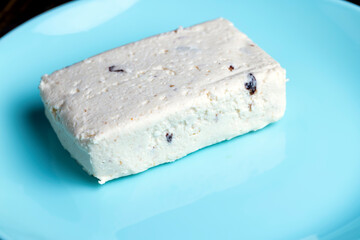 Sweet cottage cheese with the addition of prune slices