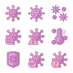 Corona Virus Icons Filled Outline Style for Any Purpose