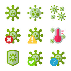 Corona Virus Icons Flat Style for Any Purpose
