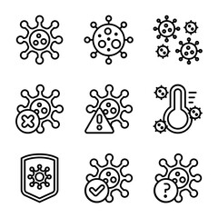 Corona Virus Icons Outline Style for Any Purpose